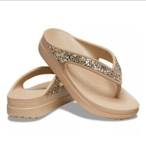 NWT - Crocs Women's Sloane Glitter Flip Flop Wedge Sandals W9